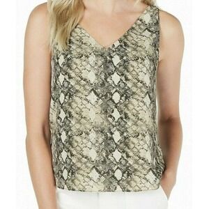 Leyden‎ Women's Blouse Beige Size M Reptile Print Sleeveless V-Neck